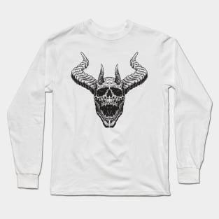 Devil Dark Skull Hell King Kill Dead Realtistic Detailed Black Long Sleeve T-Shirt